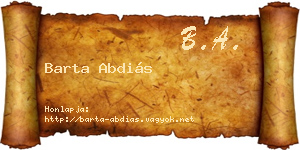 Barta Abdiás névjegykártya